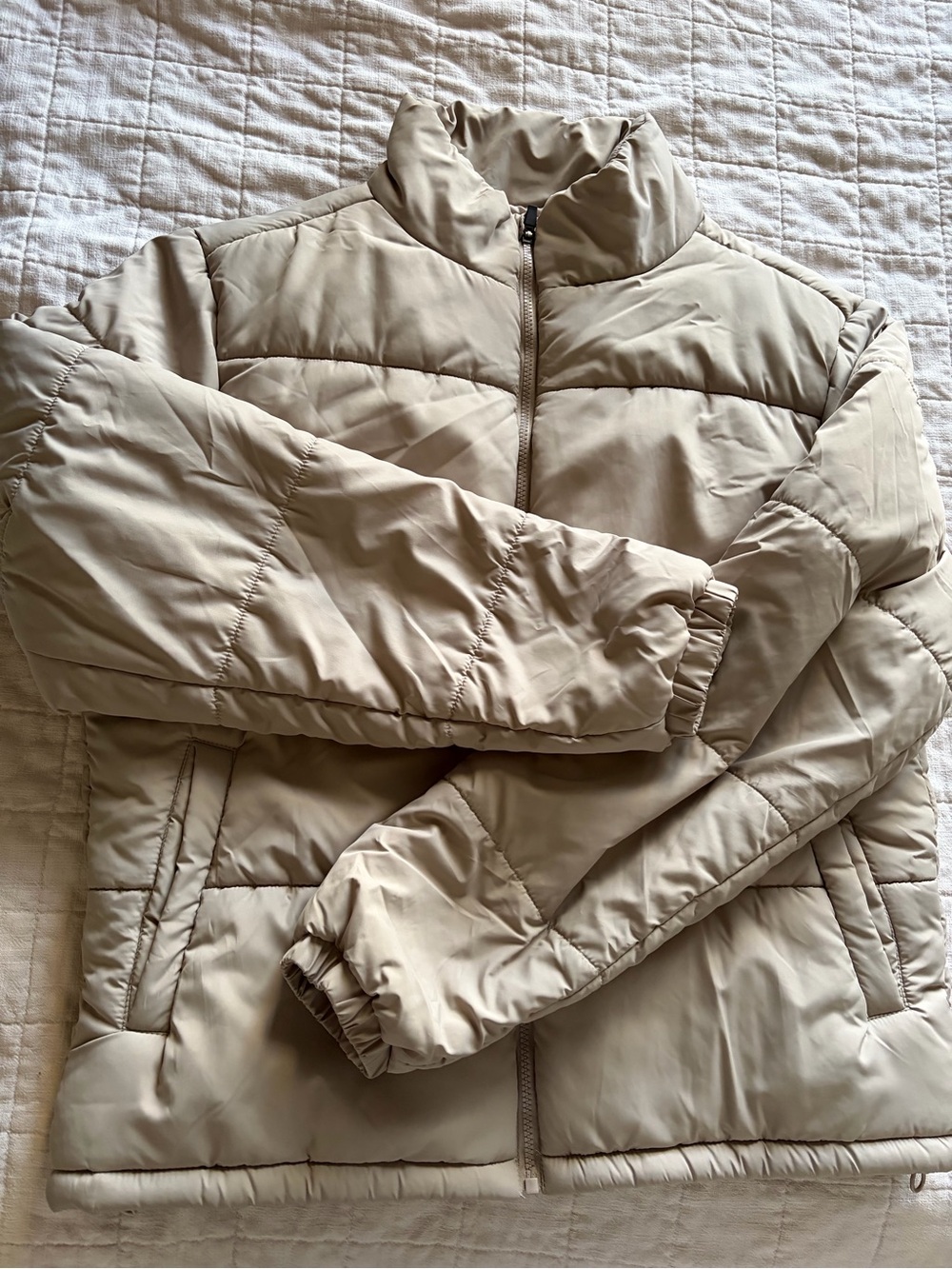 RSQ Cream Quilted Puffer Jacket